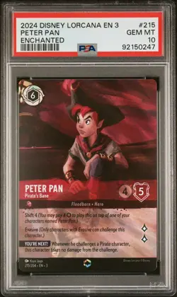 Disney Lorcana EN3 Enchanted Peter Pan - Pirate's Bane 215/204 Graded PSA 10 - Image 3
