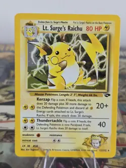 Lt. Surge's Raichu 11/132 Gym Challenge - Holo - Pokemon Card NM - Image 1