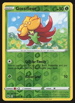 SWSH01: Sword & Shield Base Set Gossifleur #020/202 Reverse Holo Pokemon Card - Image 1