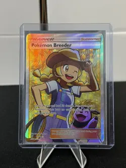 Pokemon Breeder 73/73 Shining Legends Holo Full Art Trainer Pokemon TCG Card - Image 1