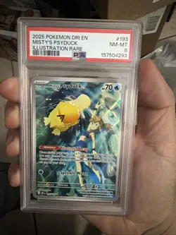 Pokemon TCG Misty's Psyduck Illustration Rare Card 193/182 Destin Rivals Psa 8 - Image 1