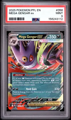 2025 POKEMON PFL EN-PHANTASMAL FLAMES #056 MEGA GENGAR EX PSA 9 - Image 1