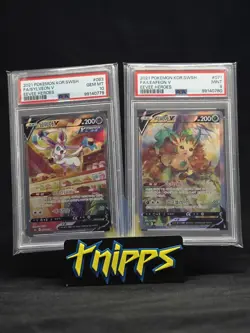 Pokemon Kor Eevee Heroes Sylveon V 83 + Leafeon V 71 *SEQUENTIAL PSA GRADES* - Image 1