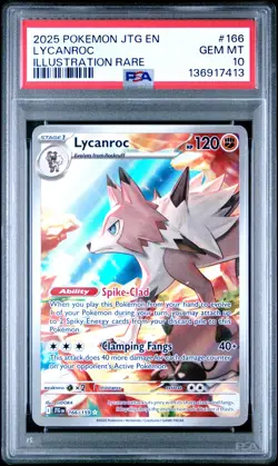 2025 POKEMON JTG EN-JOURNEY TOGETHER ILLUSTRATION RARE #166 LYCANROC PSA 10 - Image 1