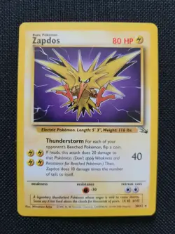 Pokemon fossil red logo 3rd print 1999 2000 Zapdos 30/62 - Image 1