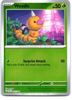 Weedle 001/086 Common ME04: Chaos Rising Pokemon Reverse Holo Near Mint - Image 1