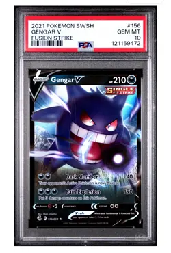 PSA 10 GENGAR V 156/264 POKEMON TCG Fusion Strike GRADED GEM MINT CARD - Image 1