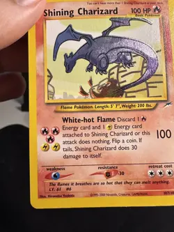 Shining Charizard Neo Destiny MP Holo Card 107/105 Unlimited Pokemon TCG - Image 3