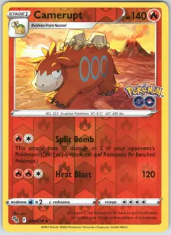 Camerupt 014/078 Uncommon Pokemon GO Pokemon Reverse Holo NM - Image 1