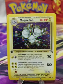 Pokemon TCG Magneton 1st Edition Fossil Holo Rare LP/NM Condition Vintage Wotc - Image 1