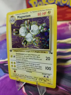 Pokemon TCG Magneton 1st Edition Fossil Holo Rare LP/NM Condition Vintage Wotc - Image 2
