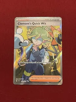 Pokemon TCG Clemont's Quick Wit 229/191 Full Art Holo Ultra Rare Crimp Error - Image 1