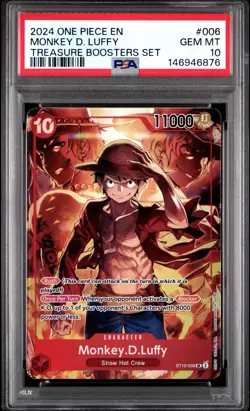 2024 One Piece English Monkey D. Luffy #006 Treasure Booster PSA 10 GEM MINT - Image 1