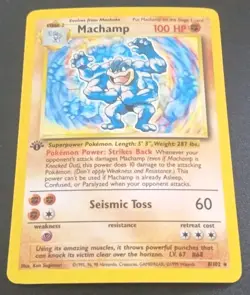 Pokemon TCG Machamp Base Set 8/102 Holo 1st Edition Holo Rare MP - Image 1