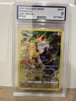 Pikachu Holo Ultra Rare TG05/TG30 SWSH11 Lost Origin AGS 9 English - Image 1