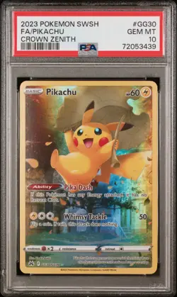 2023 POKEMON SWORD & SHIELD CROWN ZENITH #GG30 FULL ART/PIKACHU PSA 10 - Image 1