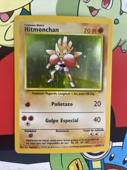 Pokemon TCG Hitmonchan Base Set 7/102 holo rare unlimited 1999 WOTC LP SPANISH - Image 1