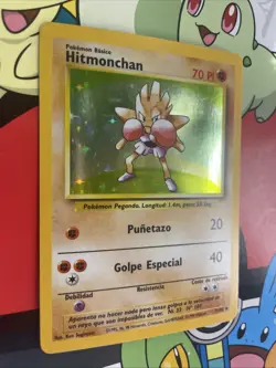 Pokemon TCG Hitmonchan Base Set 7/102 holo rare unlimited 1999 WOTC LP SPANISH - Image 2