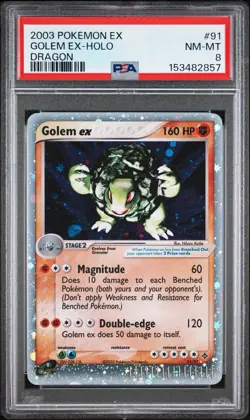 2003 POKEMON EX DRAGON #91 GOLEM EX-HOLO PSA 8 NM-MT - Image 1