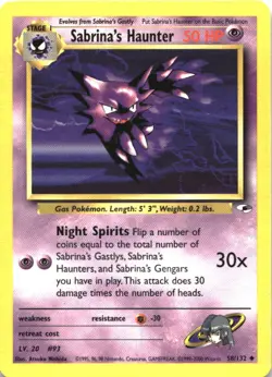 Sabrina's Haunter 58/132 Uncommon Gym Heroes Pokemon Unlimited Lightly Played - Image 1