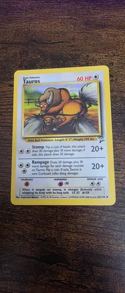 Tauros 62/130 Uncommon Base Set 2 Pokemon Lightly Played - Image 1