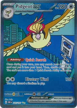 Damaged Pidgeot ex - 225/197 - Special Illustration Rare Pokemon Obsidian Flames - Image 1