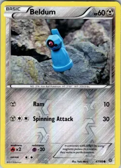 Beldum 47/98 Common Ancient Origins Pokemon Reverse Holo Damaged - Image 1