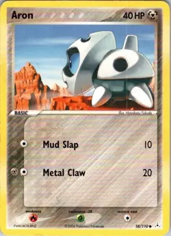 Aron 58/110 Common Holon Phantoms Pokemon Damaged - Image 1
