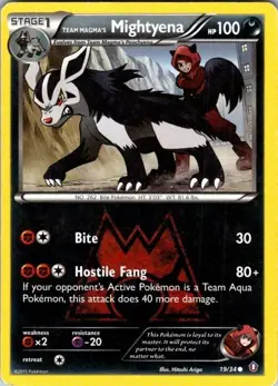 Team Magma's Mightyena 19/34 Common Double Crisis Pokemon Damaged - Image 1