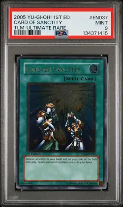 2005 YU-GI-OH! TLM-THE LOST MILLENNIUM #EN037 CARD OF SANCTITY PSA 9 - Image 1