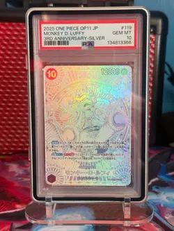 SILVER GEAR 5 MONKEY D. LUFFY One Piece OP11 3rd Anniversary Japanese 119 PSA 10 - Image 1