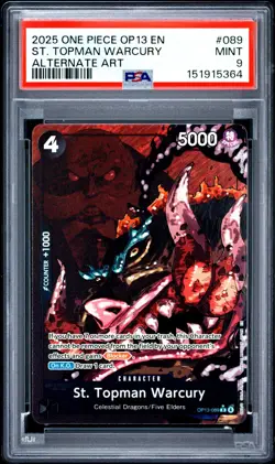 One Piece Card Game TCG St. Topman Warcury OP13-089 Alt Art PSA 9 - Image 1