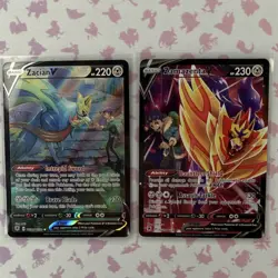 Pokemon TCG Zacian V & Zamazenta V Holo TG21/TG30 TG22/TG30 English Card Lot - Image 1