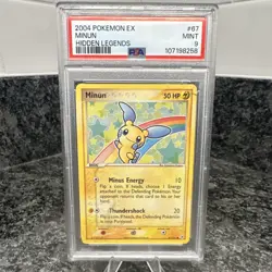 Pokemon Minun 50 HP Common Regular 67/101 EX Hidden Legends 2004 PSA 9 - Image 1