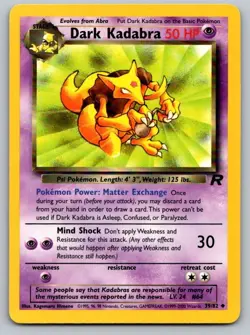 Dark Kadabra 39/82 Uncommon Team Rocket Pokemon Unlimited Lightly Played - Image 1