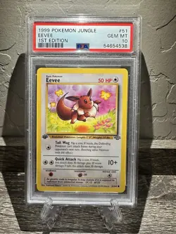 1999 POKEMON JUNGLE #51 EEVEE 1ST EDITION PSA 10 GEM MINT - Image 1