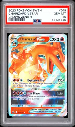 2023 POKEMON SWORD & SHIELD CROWN ZENITH #019 CHARIZARD VSTAR PSA 10 - Image 1