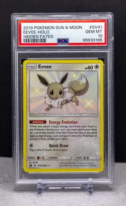 2019 Pokemon Sun & Moon- Eevee SV41/SV94 Hidden Fates: Shiny Vault Holo PSA 10 - Image 1