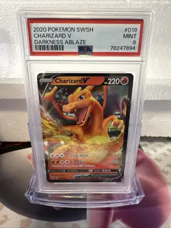 2020 Pokemon SWSH Charizard V Darkness Ablaze #019 PSA 9 - Image 1