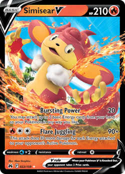 SIMISEAR V 022/159 HOLO V RARE CROWN ZENITH POKEMON NM - Image 3