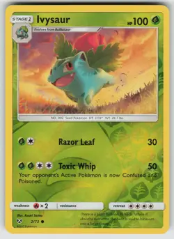 Ivysaur 2/73 Common Shining Legends Pokemon Reverse Holo Near Mint - Image 1