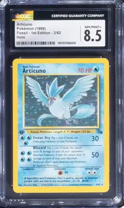 1999 Pokemon Articuno 2/62 1st Edition Fossil Holo CGC 8.5 - Image 1