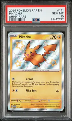 2024 Pokemon Paldean Fates Pikachu #131 Shiny Rare PSA 10 GEM MINT - Image 1