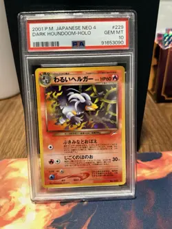 2001 POKEMON JAPANESE NEO 4 #229 DARK HOUNDOOM-HOLO PSA 10 - Image 1