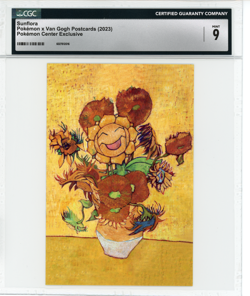 CGC 9 SUNFLORA 2023 POKEMON X VAN GOGH POSTCARD POKEMON CENTER EXCLUSIVE - Image 1