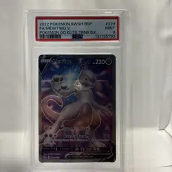 Pokemon 2022 Mewtwo V SWSH229 Full Art Pokemon GO ETB Promo PSA 9 MINT - Image 1