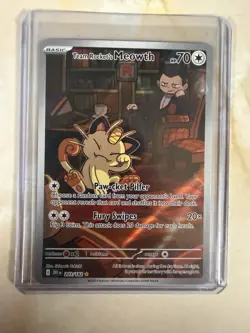 Team Rocket's Meowth 203/182 Sv10 Destined Rivals Illustration Rare Holo ENG 70 - Image 1
