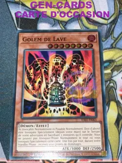 CARTE Yu Gi Oh GOLEM DE LAVE RA01-FR001 1ere edition SUPER RARE - Image 1