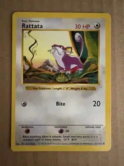 Pokemon - Base Set Shadowless - Rattata 61/102 - Common LP - Image 1