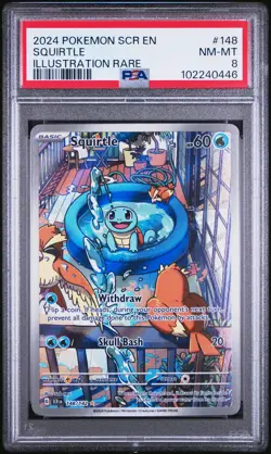 2024 POKEMON SCR EN-STELLAR CROWN ILLUSTRATION RARE #148 SQUIRTLE PSA 8 - Image 1